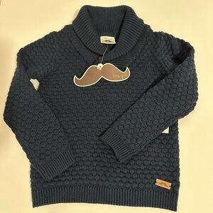 Little Gent Boys Navy Texture Shawl-Collar Sweater
